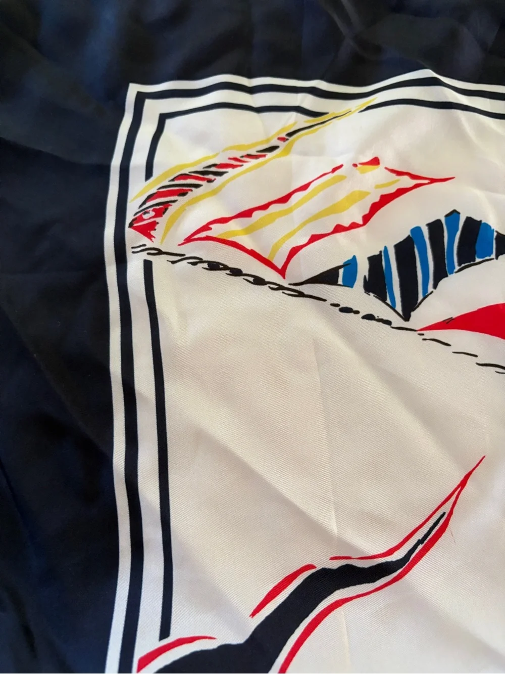 Nautical Print silk scarf Ralph Lauren  - Navy, White, Red flags boat